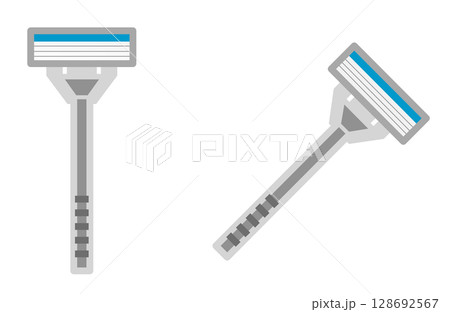 髭や無駄毛剃りに使用する男性用のT字髭剃りのイラスト 128692567