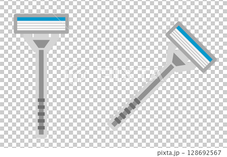 髭や無駄毛剃りに使用する男性用のT字髭剃りのイラスト 128692567