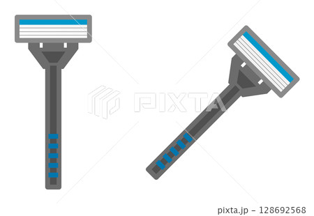 髭や無駄毛剃りに使用する男性用のT字髭剃りのイラスト 128692568