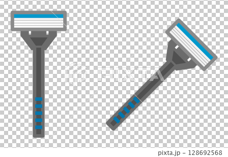 髭や無駄毛剃りに使用する男性用のT字髭剃りのイラスト 128692568