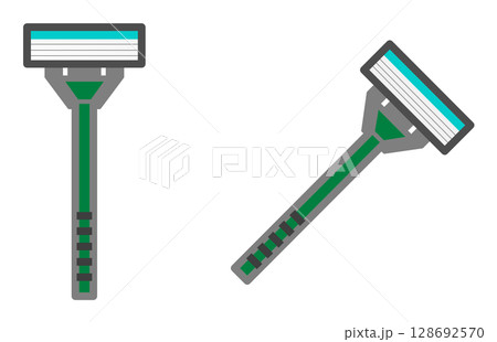 髭や無駄毛剃りに使用する男性用のT字髭剃りのイラスト 128692570