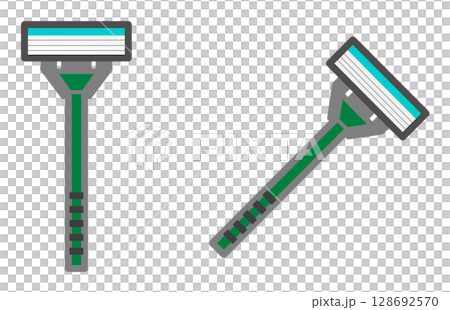 髭や無駄毛剃りに使用する男性用のT字髭剃りのイラスト 128692570