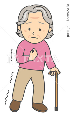 脳卒中の後遺症で片麻痺になったシニア女性 128692818
