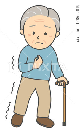 脳卒中の後遺症で片麻痺になったシニア男性 128692819