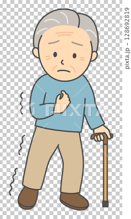 Senior man with hemiplegia due to aftereffects of stroke Senior man with hemiplegia due to aftereffects of stroke 128692819