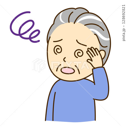 めまいで目が回っているシニア男性 128692821