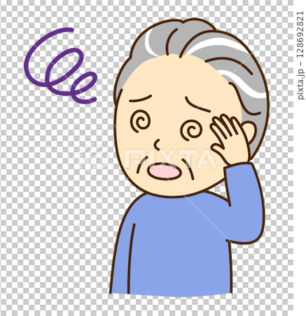 めまいで目が回っているシニア男性 128692821