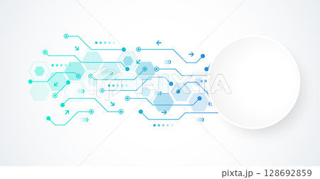 Motherboard technology circuit board texture design. Creative idea AI banner concept for internet technology. Digital motherboard concept for poster, cover, banner, header, web presentation template. 128692859