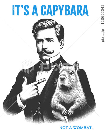 Gentleman Pointing Capybara t-shirt vector design Gentleman Pointing Capybara t-shirt vector design 128693043