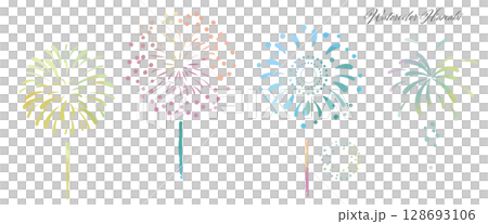 簡單的水彩煙火向量插圖集 128693106