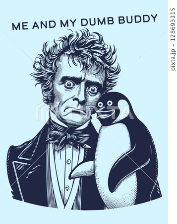 Gentleman and Penguin t-shirt vector design 128693115