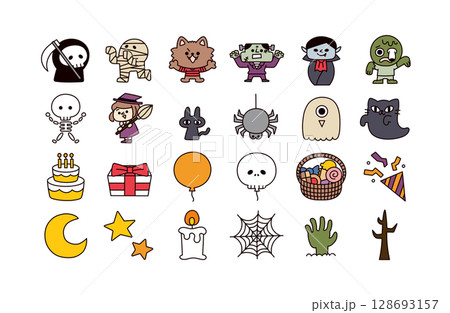 ハロウィンのアイコンセット 128693157