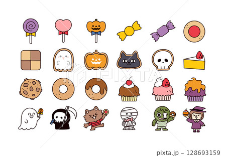 ハロウィンのアイコンセット 128693159