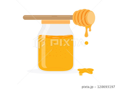 Glass honey jar stock illustration 128693197