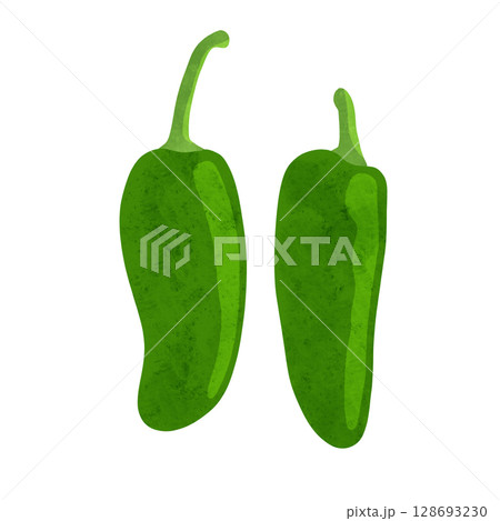 ハラペーニョ　水彩風手描きイラスト 128693230