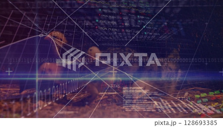 Image of data processing over hens 128693385