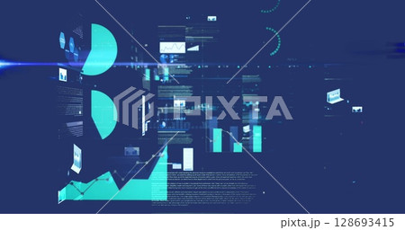 Image of data processing on blue background 128693415