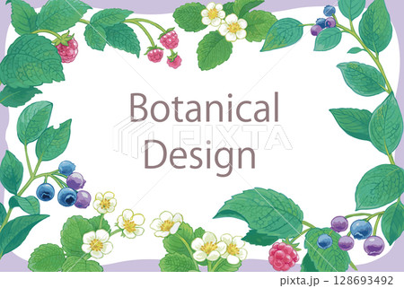 植物のデザインフレーム。ベリー系。水彩風、ベクターイラスト素材。 植物のデザインフレーム。ベリー系。水彩風、ベクターイラスト素材。 128693492