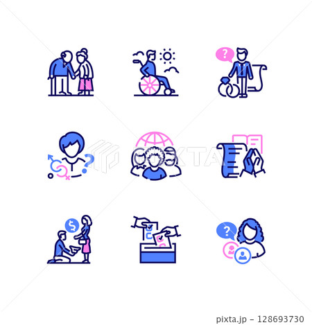 Diversity - modern line design style icons set Diversity - modern line design style icons set 128693730