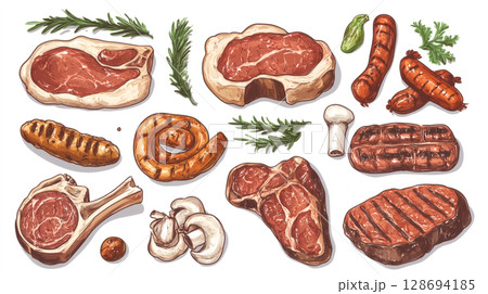 色々な種類の肉 128694185