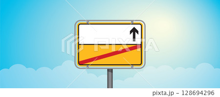 blank town exit sign on blue sky background vector illustration 128694296