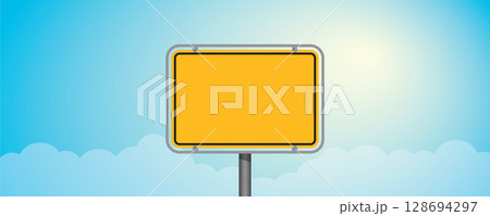 blank place name sign on blue sky background vector illustration 128694297
