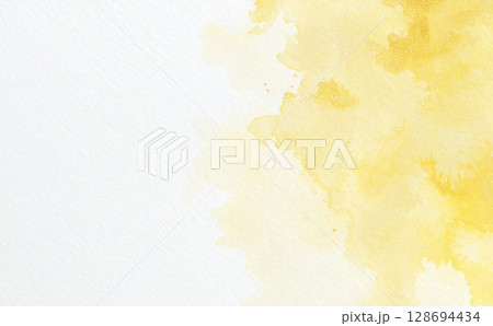 シンプルな黄色の水彩の背景テクスチャ 128694434