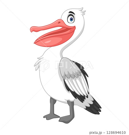 Cartoon pelican bird isolated on white background 128694610
