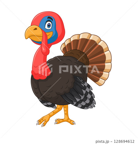 Cartoon turkey isolated on white background 128694612