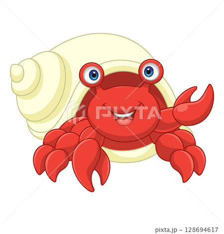 Cartoon hermit crab on white background Cartoon hermit crab on white background 128694617