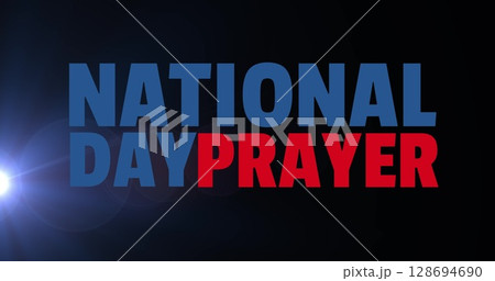 Image of national day prayer on black background with light Image of national day prayer on black background with light 128694690