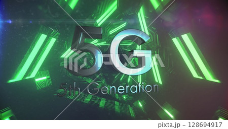 Image of 5g text over digital tunnel 128694917