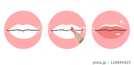 Lip Balm Application Infographic Cartoon Vector 128694925