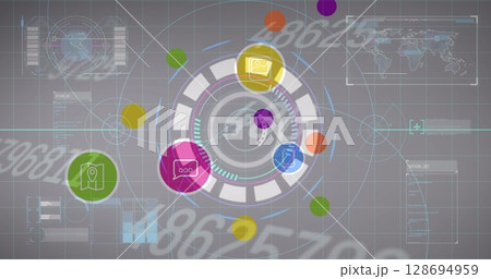 Image of data processing over gray background 128694959