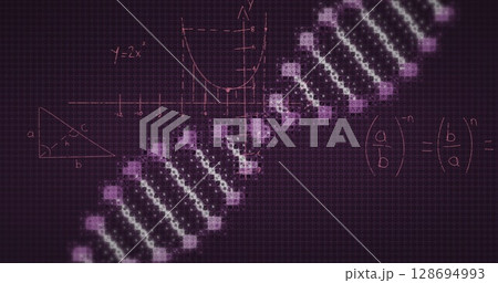 Image of dna rotating over black background...のイラスト素材 [128694993] - PIXTA
