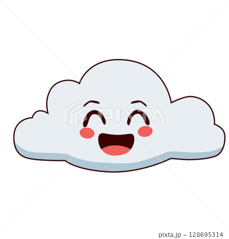 Cheerful Cloud Character Cartoon Emotion Concept Vector Illustration 128695314