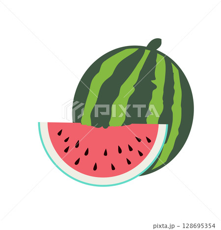 Watermelon Fruit Slice Cartoon Vector Illustration 128695354