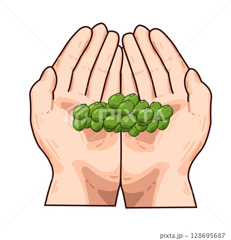 hand holding beans 128695687