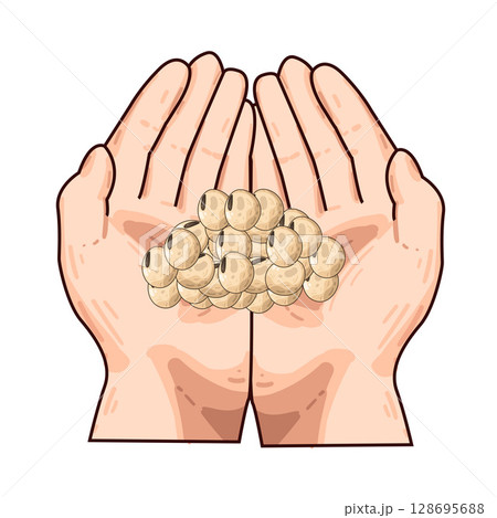 hand holding beans 128695688