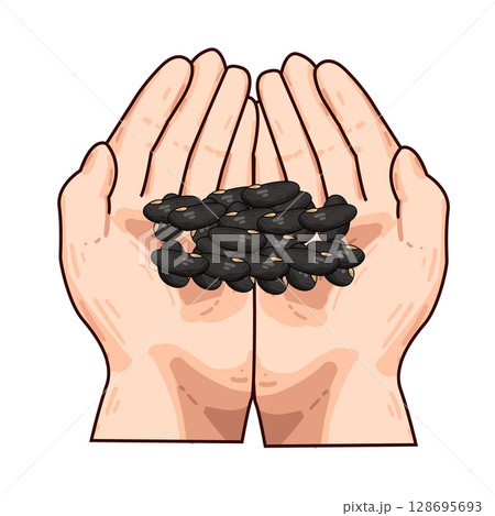 hand holding beans 128695693