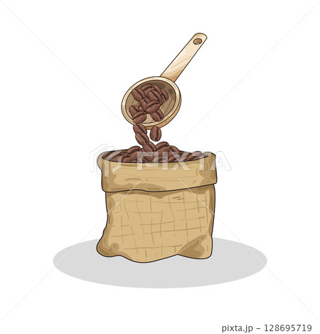 illustration of sack of beans 128695719