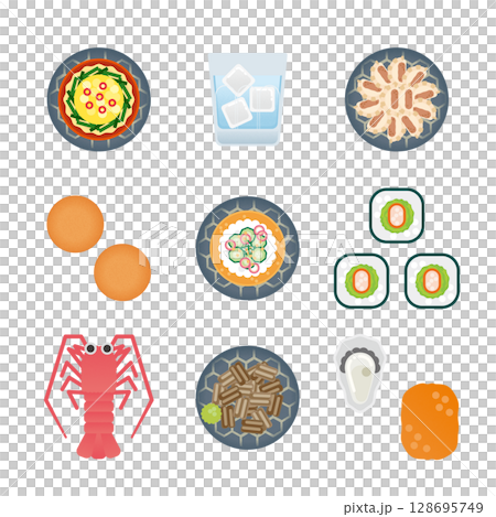 Miyazaki gourmet illustration set 128695749