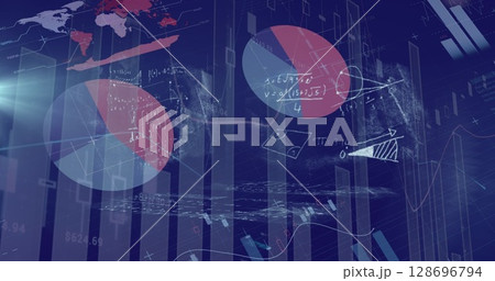 Image of data processing over blue background 128696794
