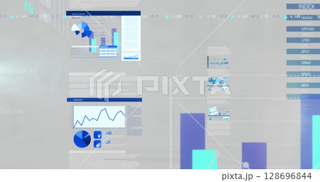 Image of data processing over white background 128696844