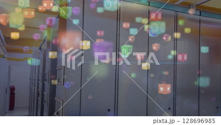 Image of text with globe and network of connections 128696985