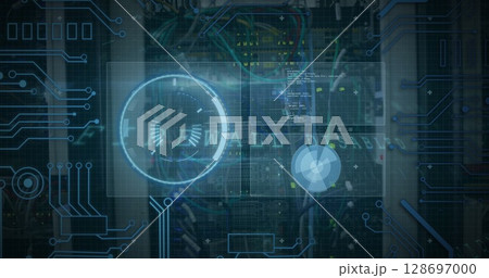 Image of data processing over server room 128697000