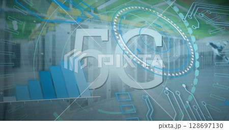 Image of text with globe and network of connections 128697130