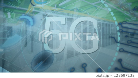 Image of text with globe and network of connections 128697138