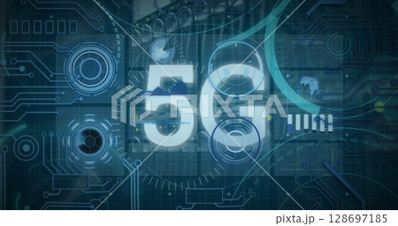 Image of 5g text and data processing over dark background Image of 5g text and data processing over dark background 128697185