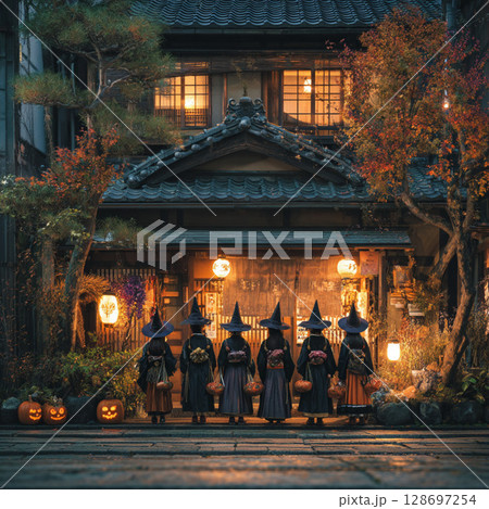 古都の灯に集う雅な和装魔女たちの秋夜物語 128697254